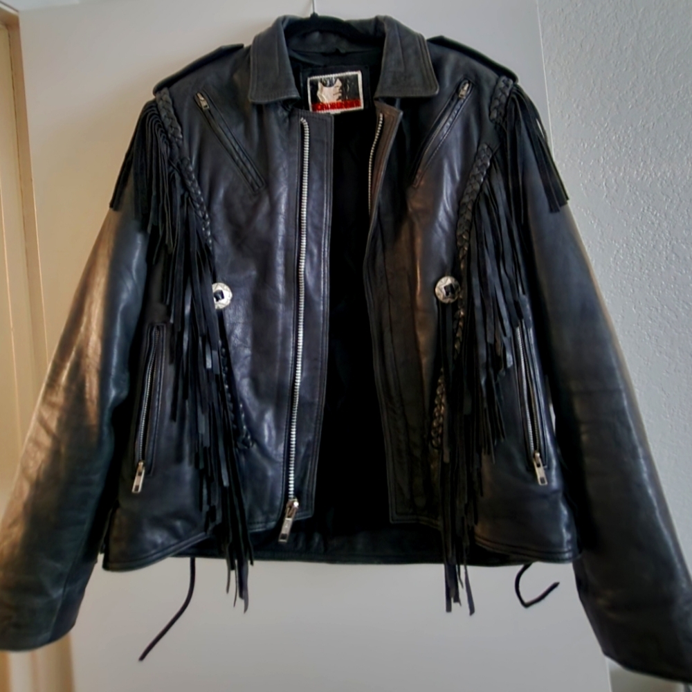 Roodrunner Black Leather Fringe Jacket